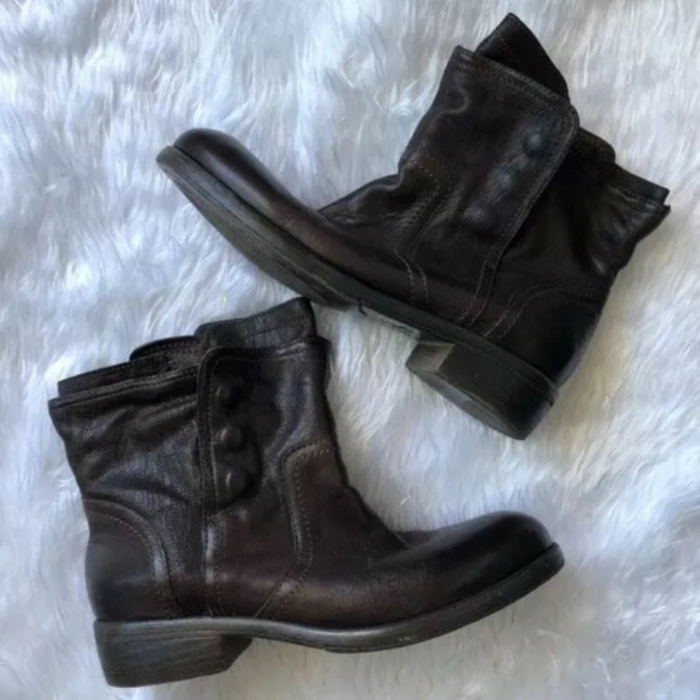 Vera Wang Lavender Ozita Leather Double Shaft Zip Snap Italy Ankle Boot 6 36